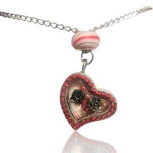 NATURE LOVER boutique heart charm locket pendant necklace + FREE CHARM EXTRAS!
